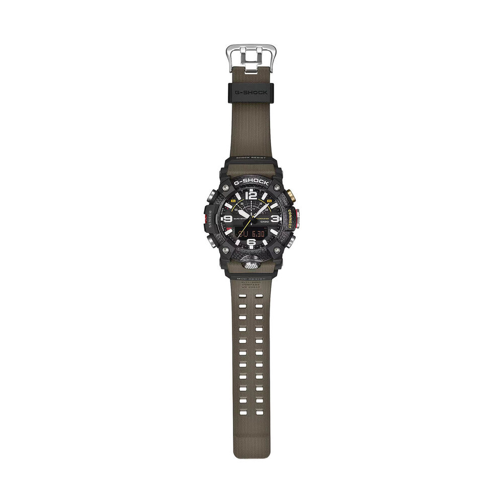 G-SHOCK Master of G Mudmaster 55.4mm Carbon Fibre Bezel & Olive Green Resin Strap Watch