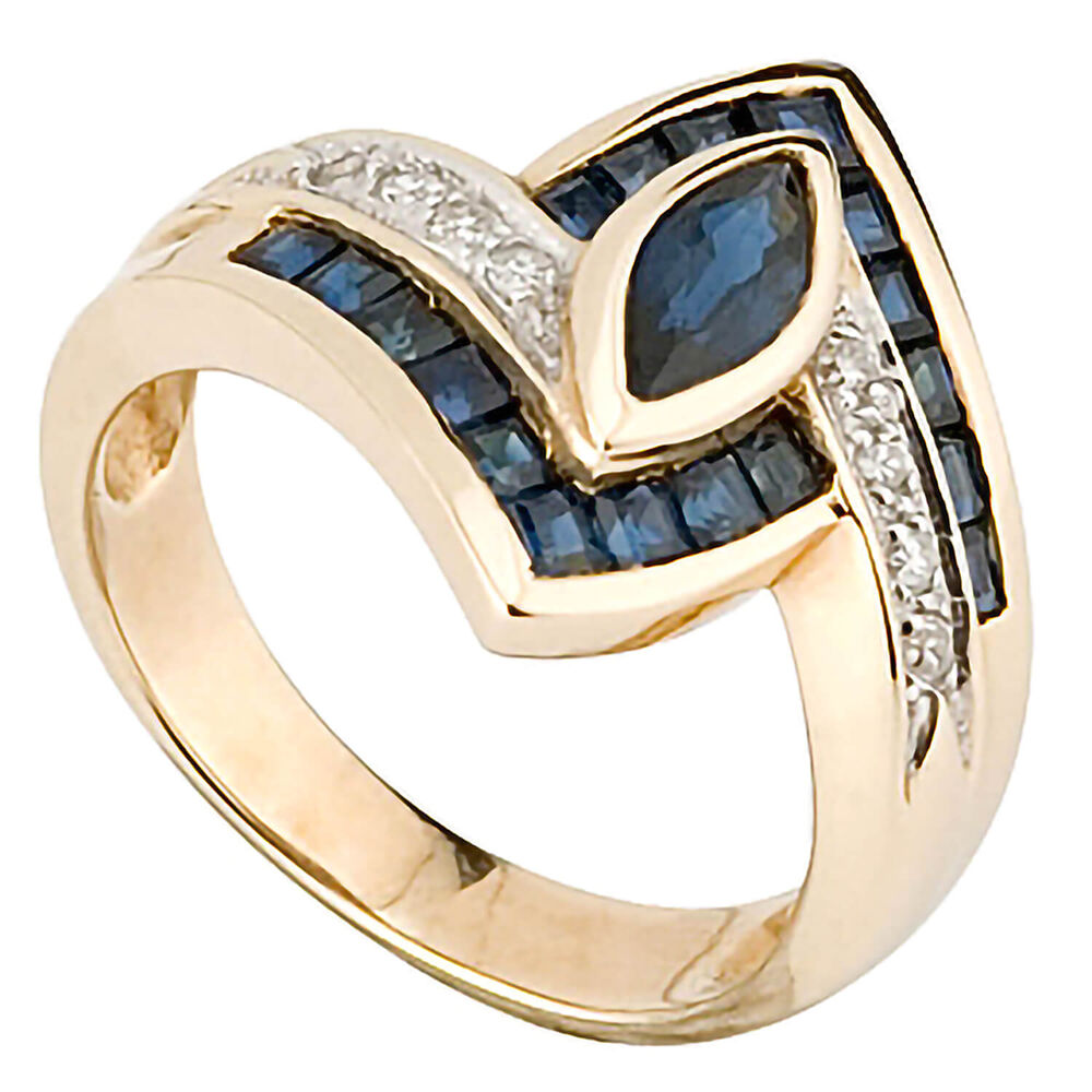 9ct gold sapphire and diamond ring image number 0