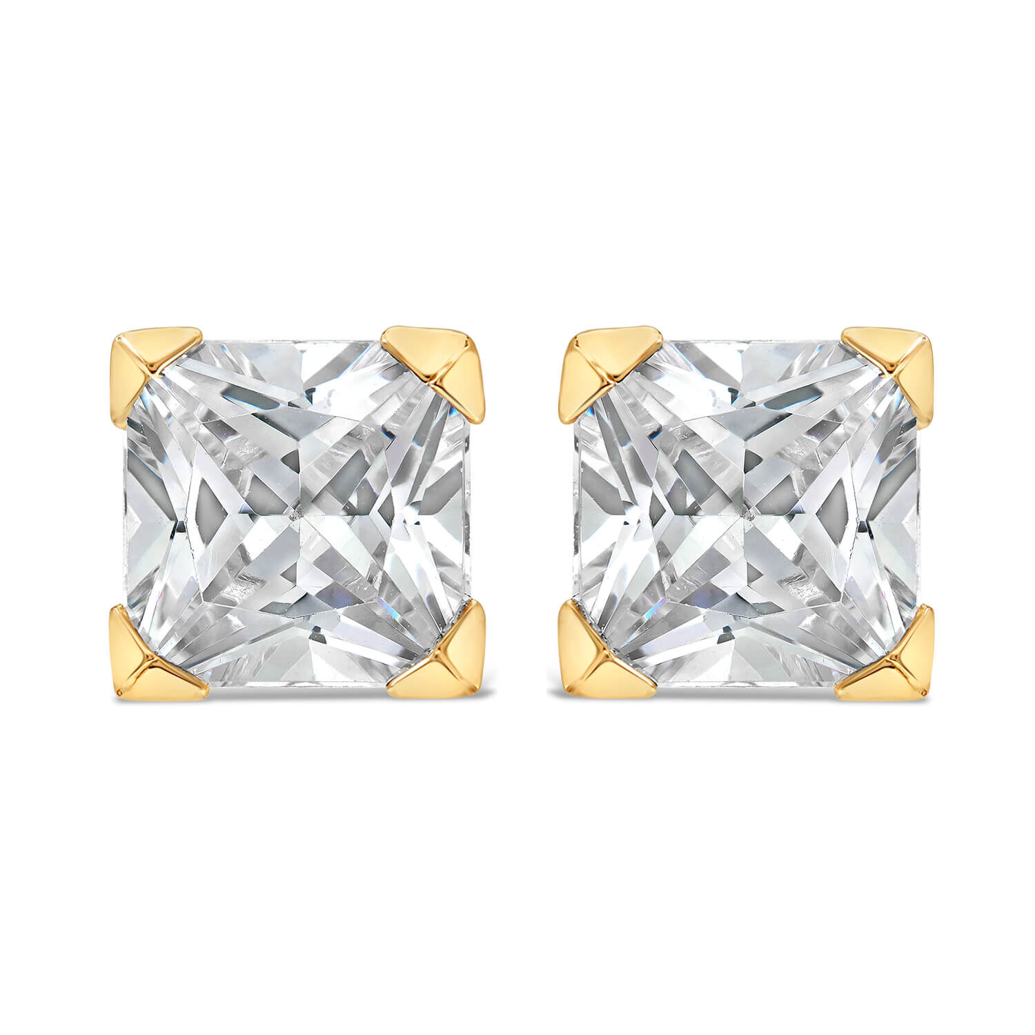 Square diamond sales solitaire earrings