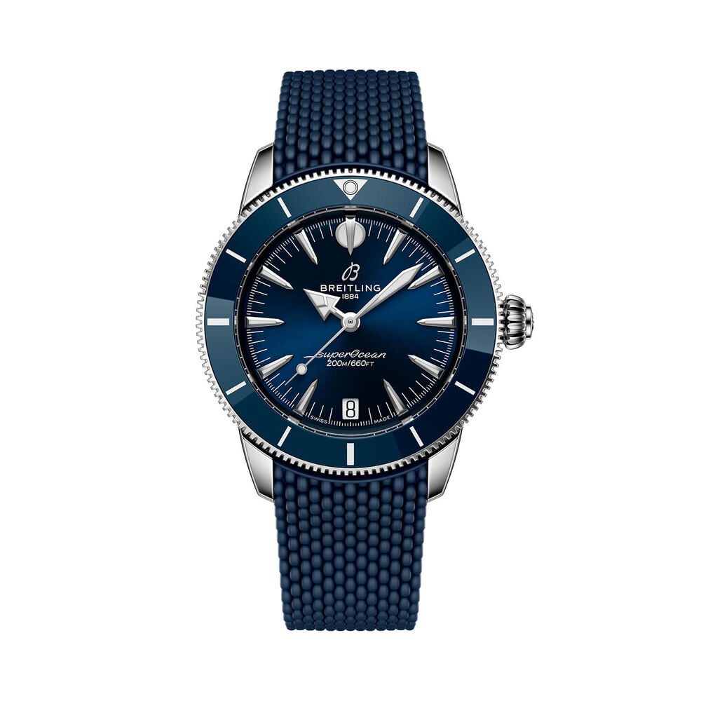 Breitling Superocean Heritage Automatic 36mm Blue Dial Mesh Rubber Strap Watch image number 0