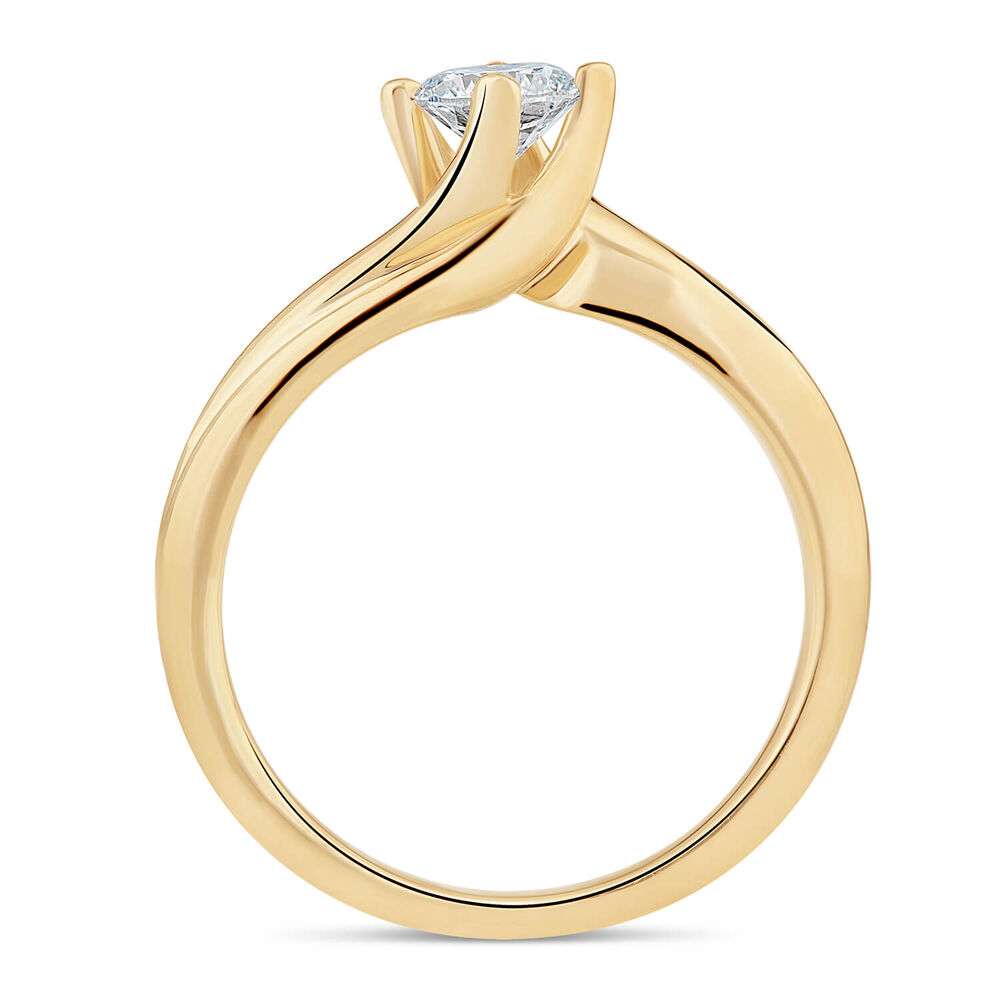 18ct Yellow Gold 0.33ct Diamond Four Claw Twist Ring image number 2
