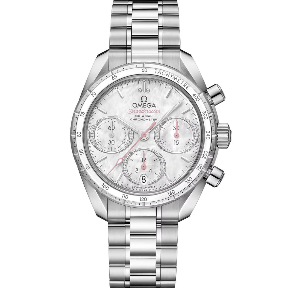 OMEGA Speedmaster 38mm White MOP Dial Stainless Steel Bracelet Watch
