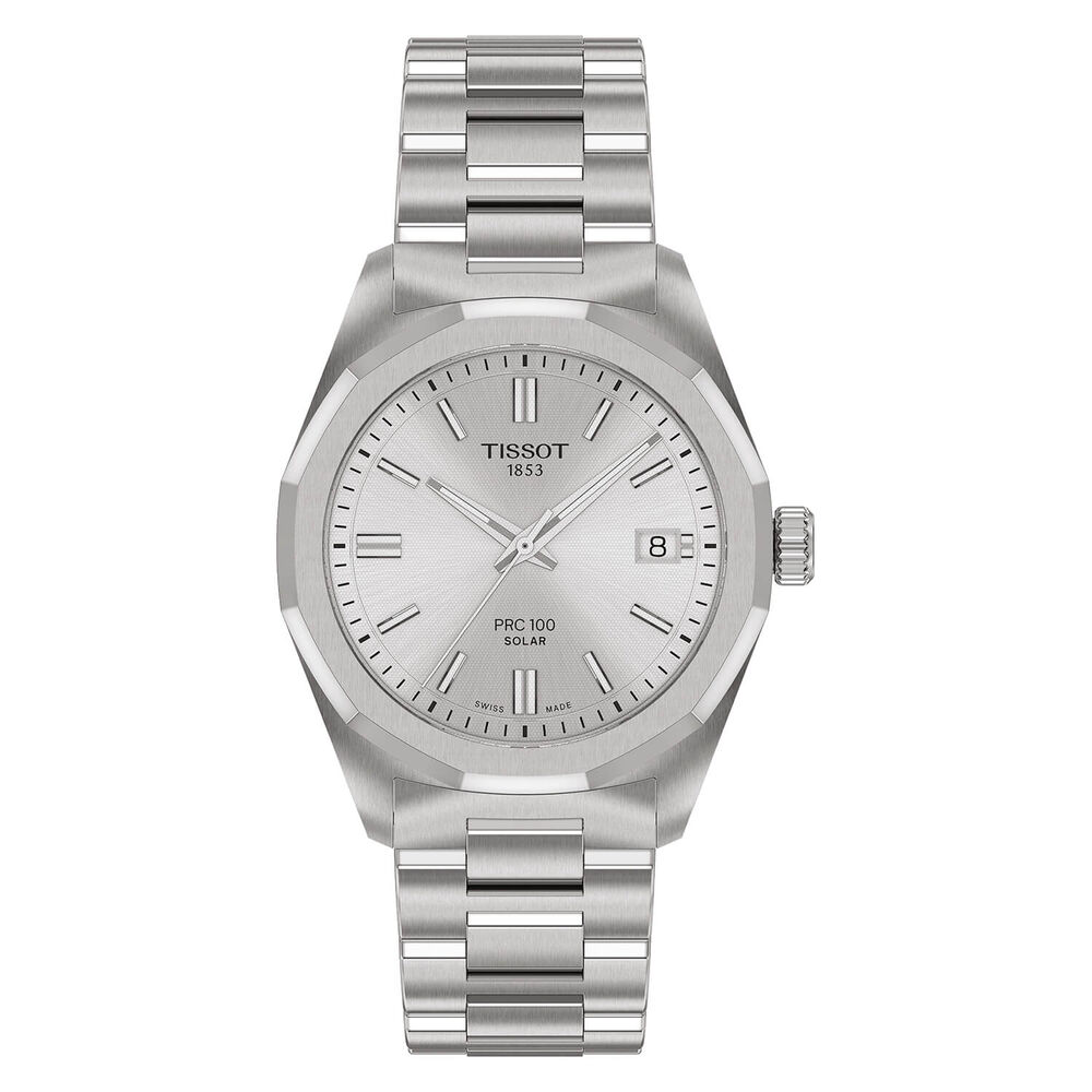 Tissot PRC 100 Solar 34mm Silver Dial Stainless Steel Bracelet Watch