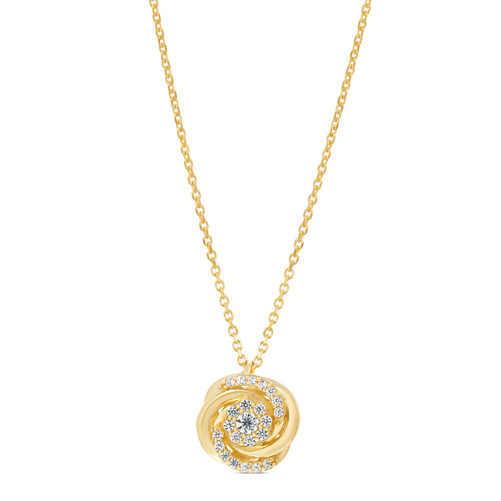 9ct Yellow Gold Cubic Zirconia Cluster Knot Pendant (Chain Included) image number 0