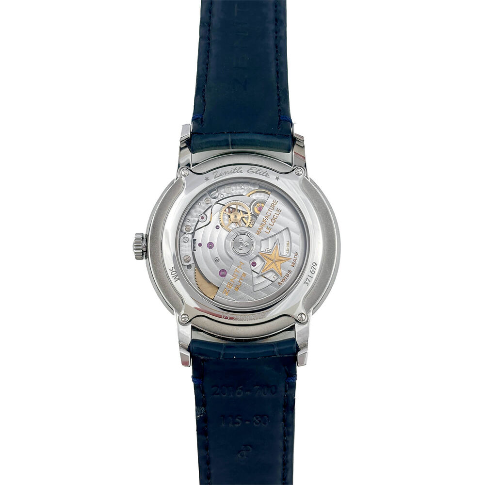 Pre-Owned Zenith Elite Classic 39mm Blue Dial Leather Strap Watch image number 3