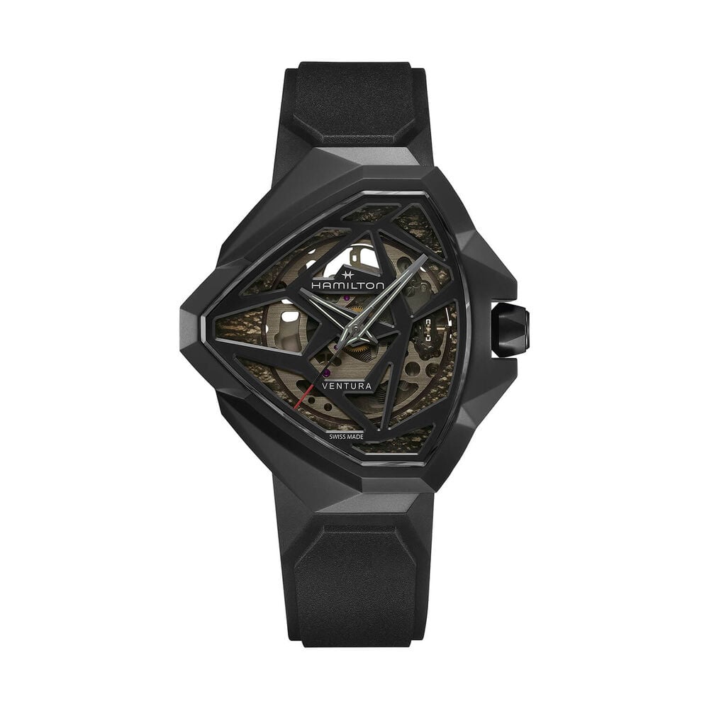 Hamilton Ventura Edge Skeleton 51x47mm Dial Black Rubber Strap Watch