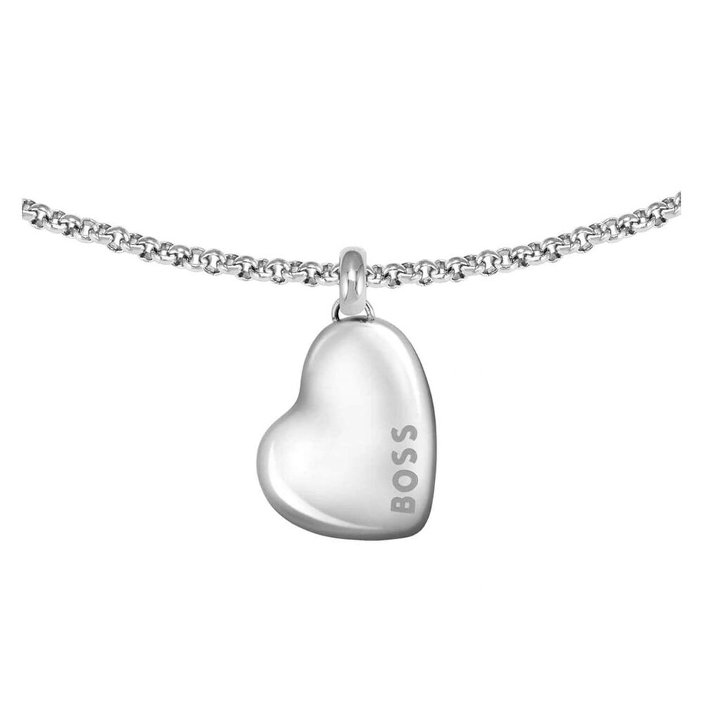 BOSS Honey Stainless Steel Heart Shaped Branded Pendant Bracelet