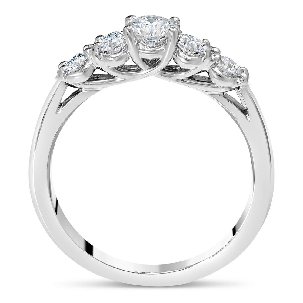 Northern Star Platinum 0.70ct Round Brilliant Diamond & 2 Stones Polished Band Ring image number 2