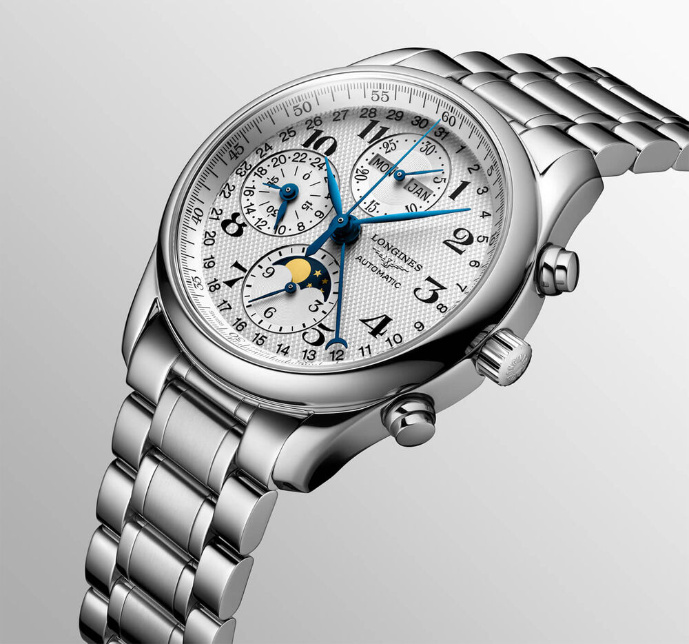 Longines Master Collection Moonphase 40mm Silver Dial Steel Bracelet Watch