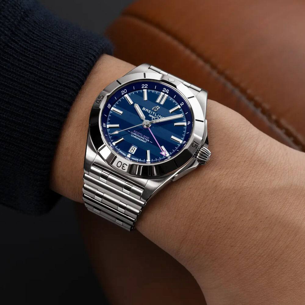 Breitling Chronomat GMT Six Nations Scotland 40mm Blue Dial Steel Bracelet Watch image number 4