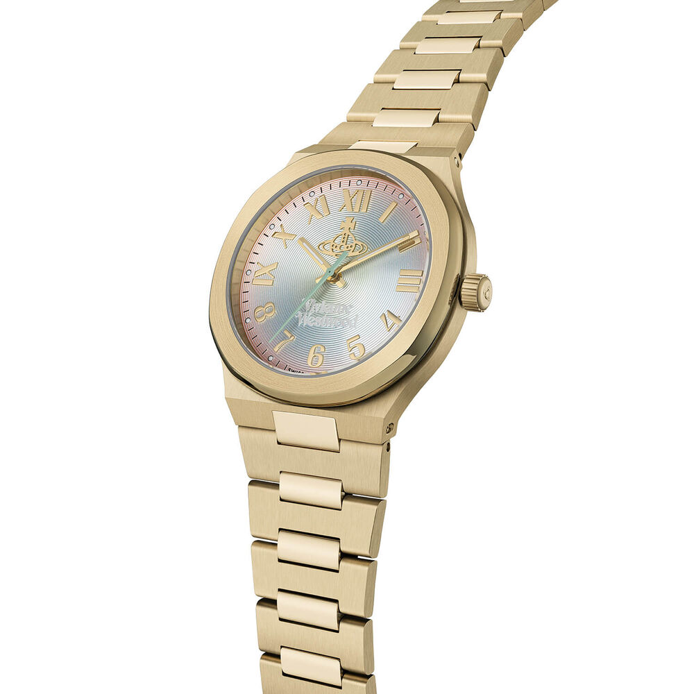 Vivienne Westwood Merton 38mm Multi Coloured Dial Gold Steel Bracelet Watch image number 1