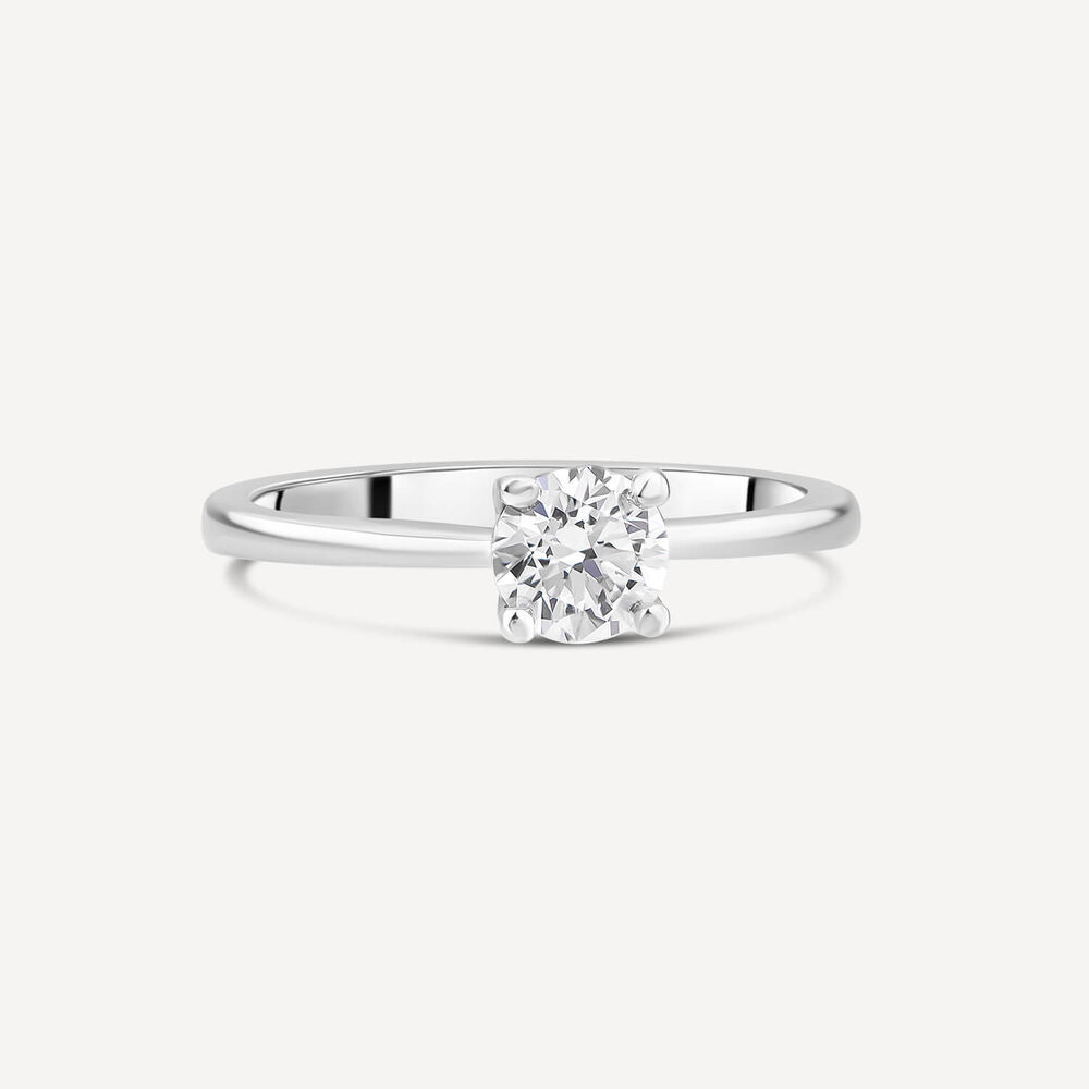 Platinum 0.50ct Round Diamond Four Claw Solitaire Ring image number 2