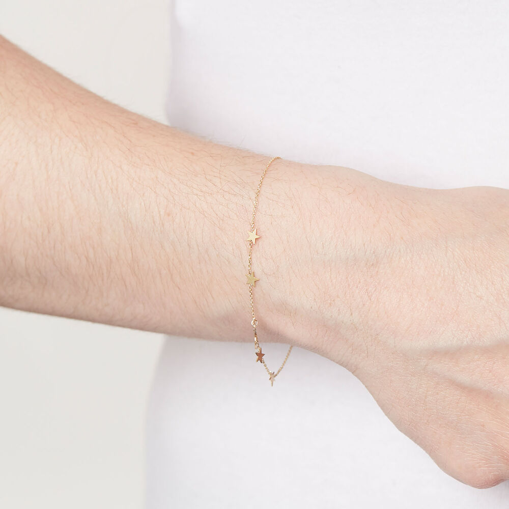 9ct Yellow Gold Moon & Stars Chain Bracelet image number 2