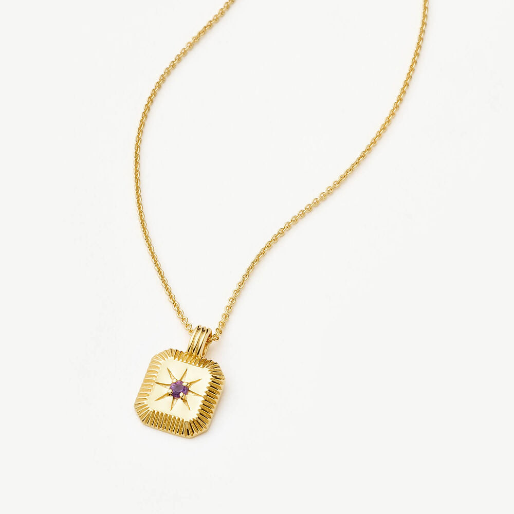 Missoma 18ct Gold Vermeil Sterling Silver Amethyst February Birthstone Pendant Necklace