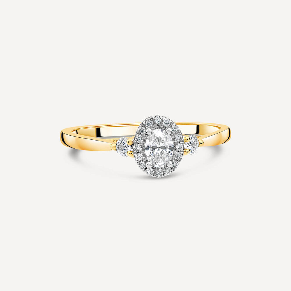 Northern Star 0.40ct Diamond Oval Halo & Sides 18ct Yellow Gold Ring image number 2
