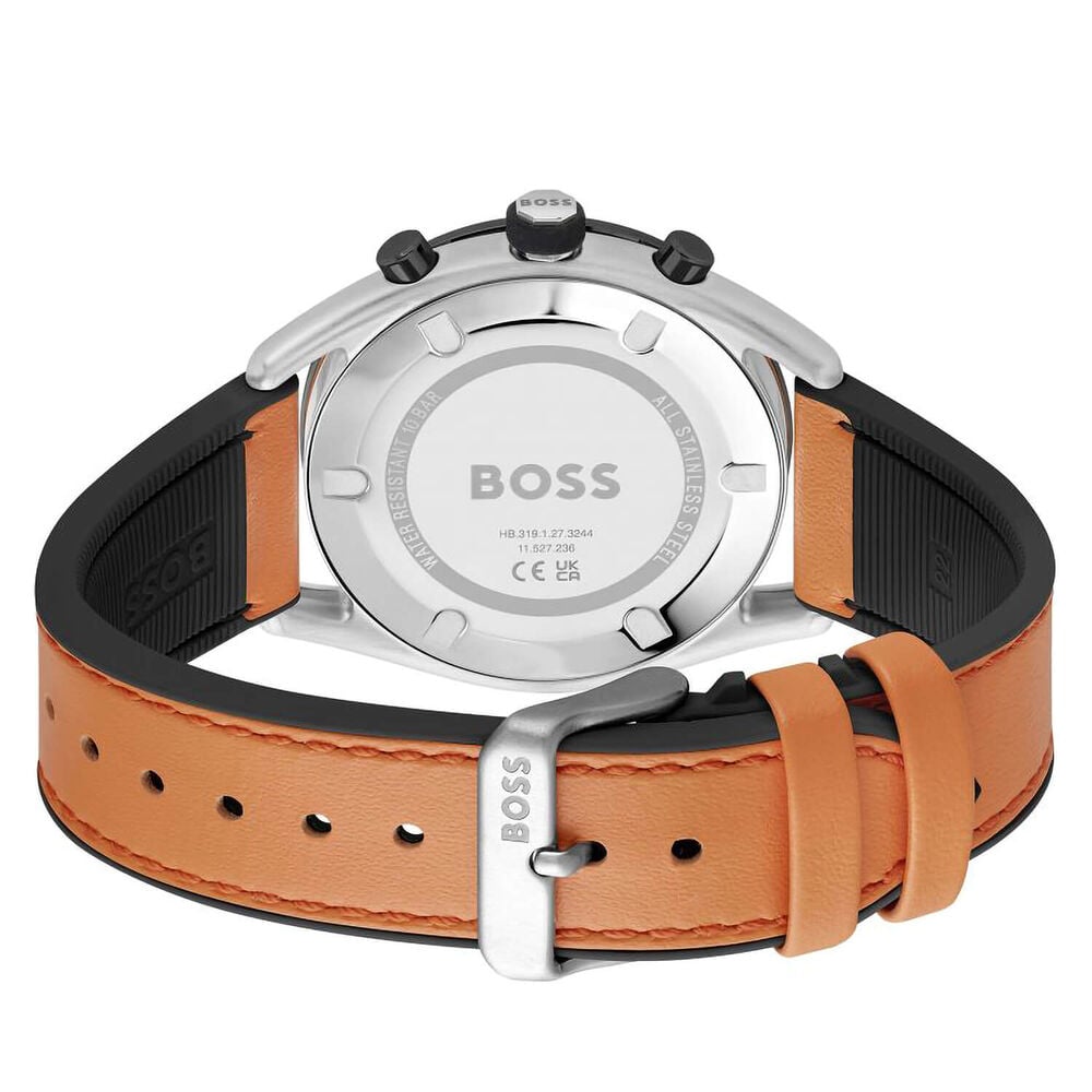 BOSS Center Court 44mm Black& Orange Chrono Dial Orange Strap Watch