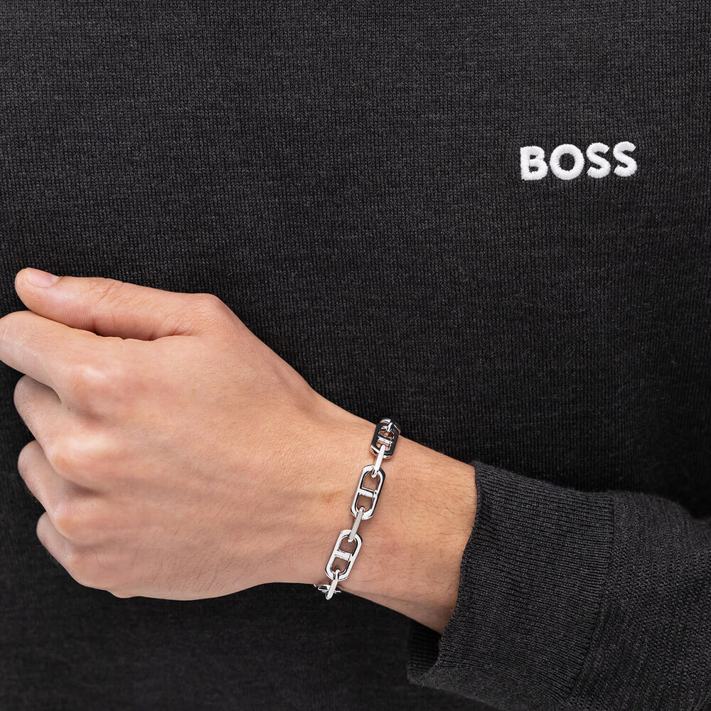 BOSS Kode Brushed & Polished Chain Steel Bracelet image number 5