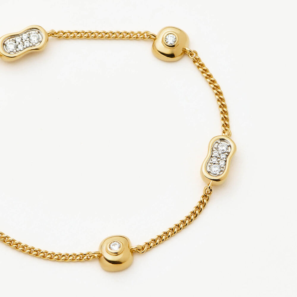 Missoma 18ct Gold Plated Brass Molten Pave Cubic Zirconia Multi Charm Bracelet