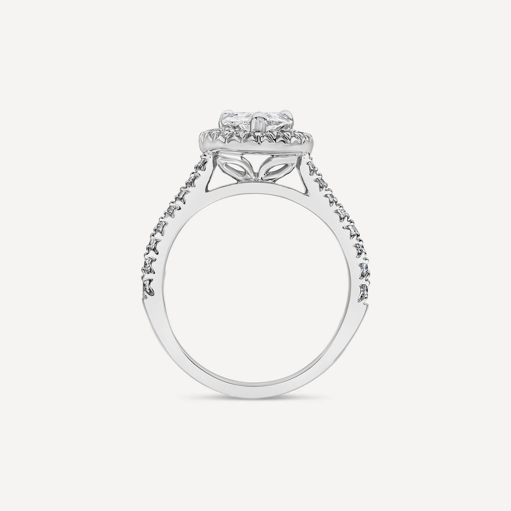 Born Platinum 2.13ct Pear Halo & Diamond Sides Ring image number 1