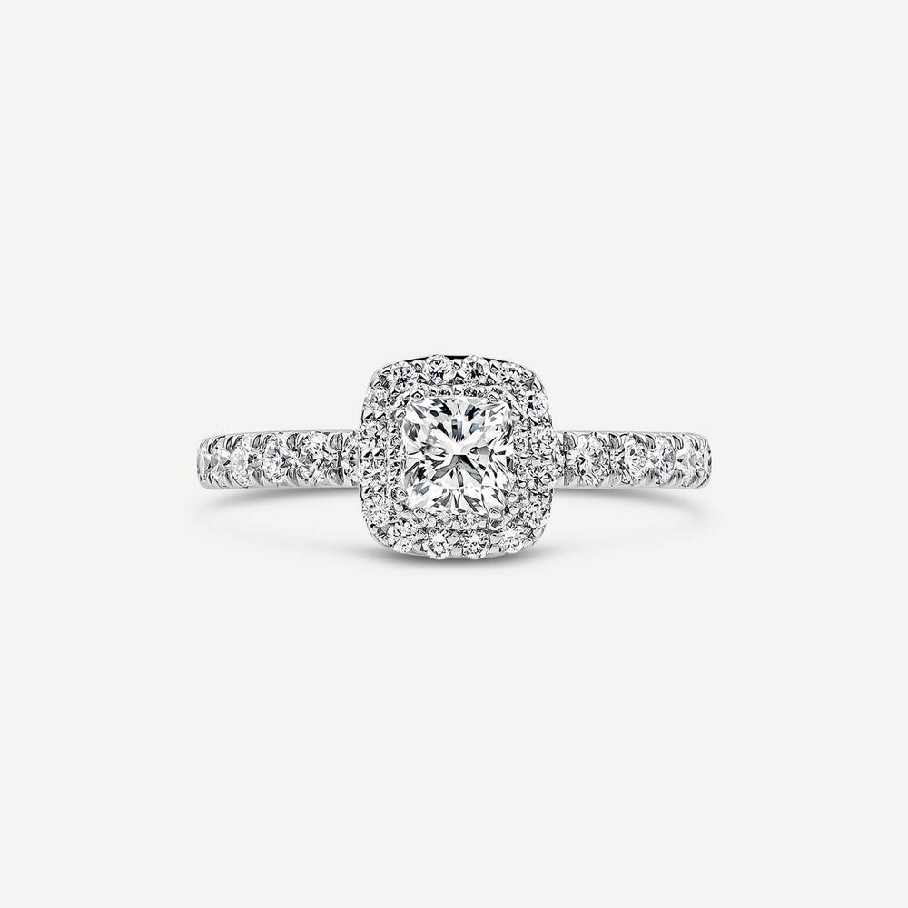 Northern Star 18ct White Gold 1ct Diamond Cushion Halo Ring