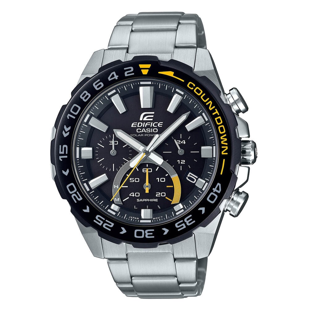 Casio Edifice Count Down Bezel Black Dial Chrono Steel Watch