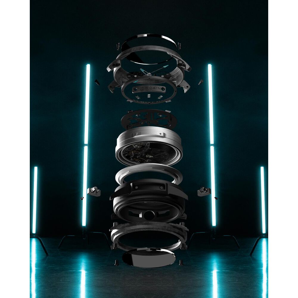 NORQAIN Wild ONE Skeleton Chrono 42mm Dial Black Rubber Strap Watch