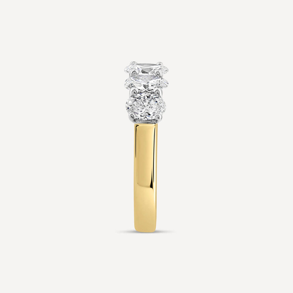 Born 18ct Yellow Gold 1.5ct Lab Grown Oval 5 Stone Half Eternity Diamond Ring image number 3