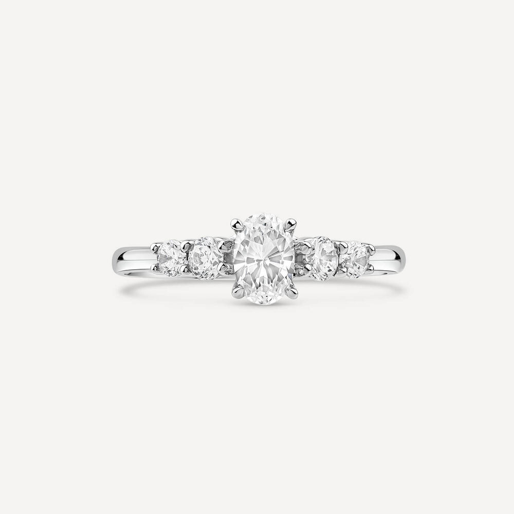 The Orchid Setting 18ct White Gold Oval 5 Stone 0.75ct Diamond Ring image number 1