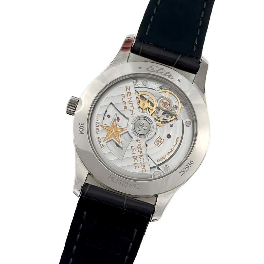 Pre-Owned Zenith Elite Ultra Thin 33mm Lady Moonphase Mother of Pearl Leather Strap Watch image number 3