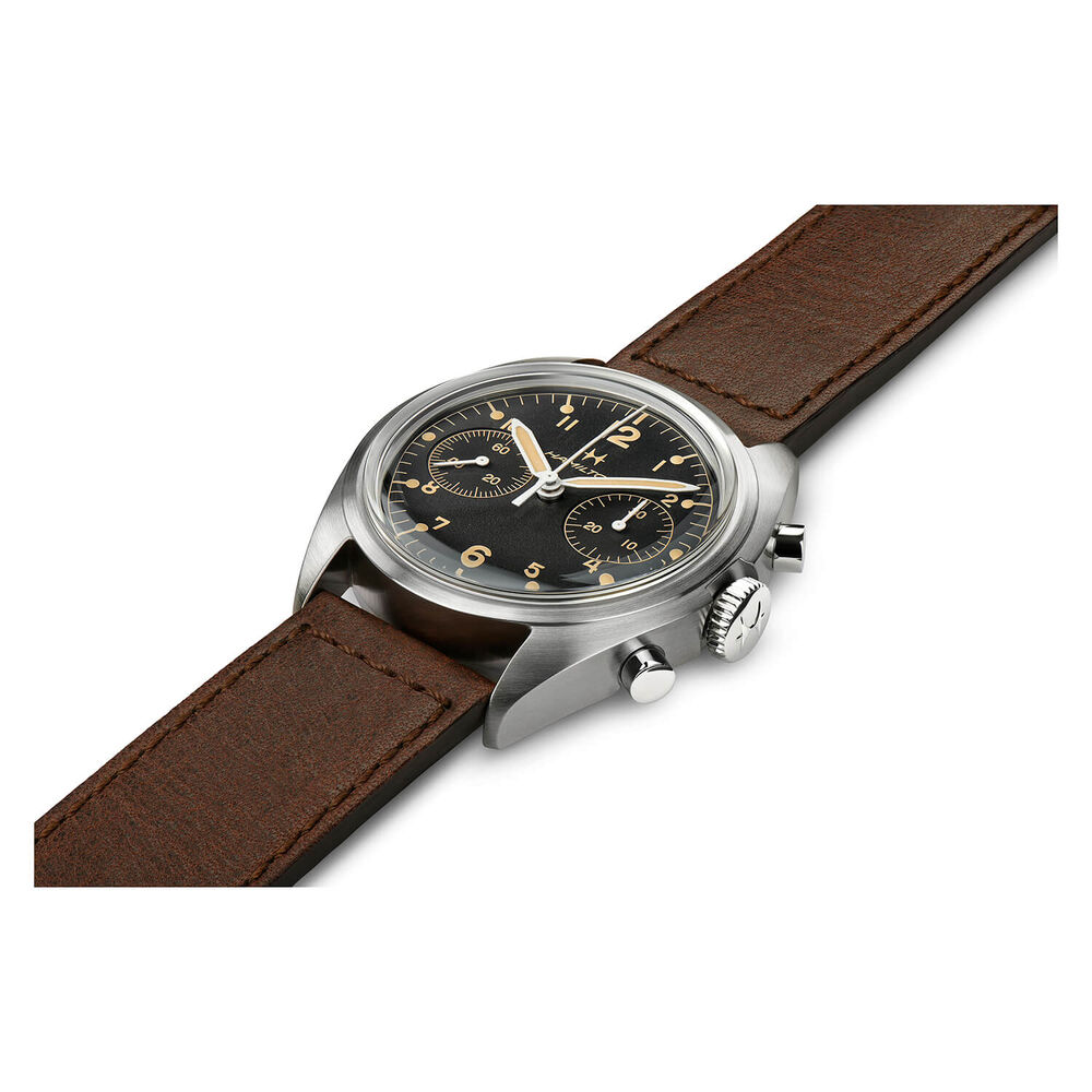 Hamilton Khaki Aviation 40mm Black Dial Brown Strap image number 2