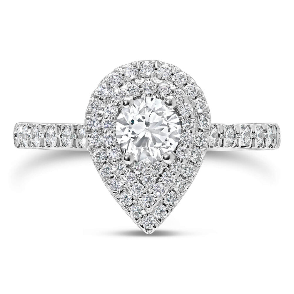 Northern Star 18ct White Gold 1.00ct Diamond Pear Double Halo Ring