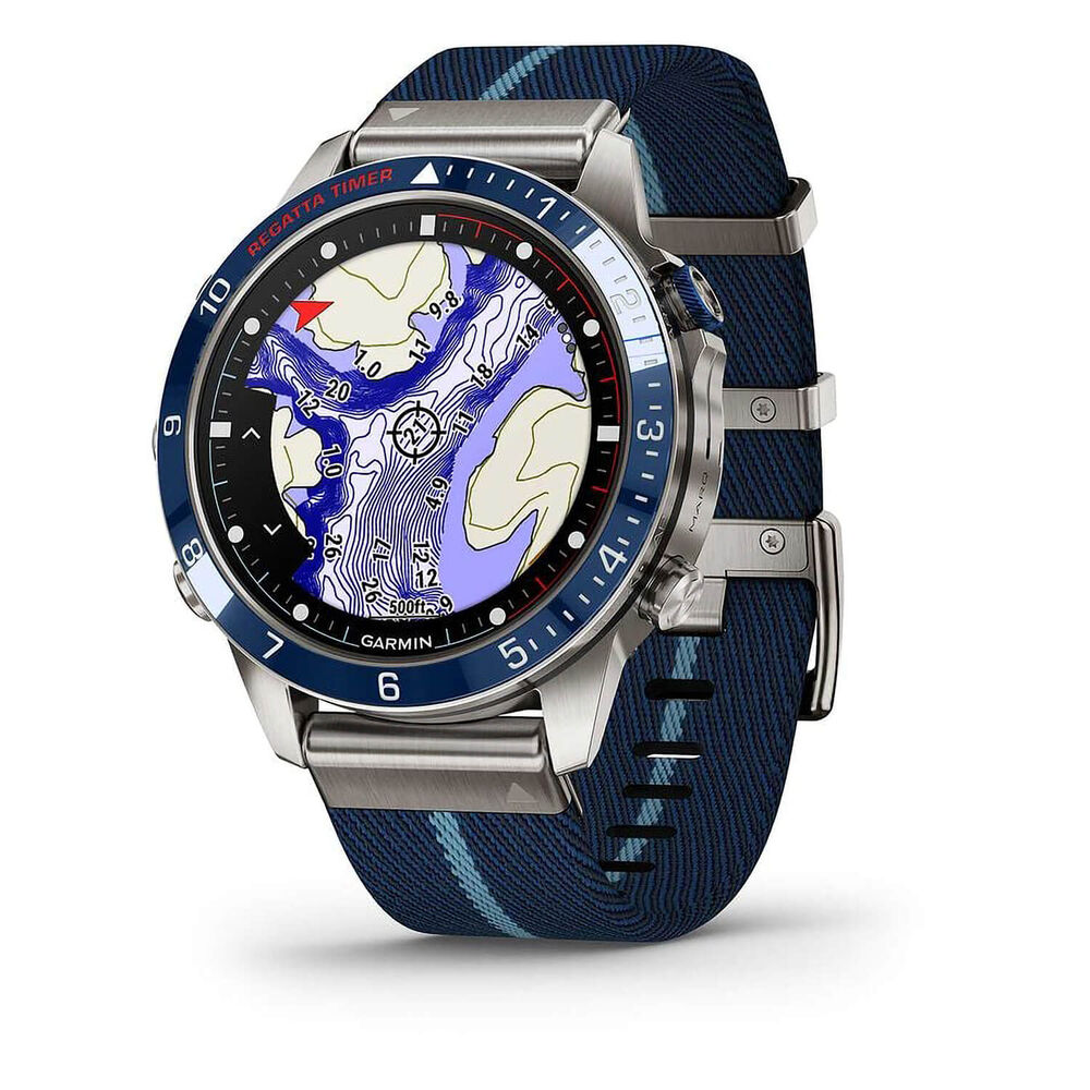 Garmin MARQ® Captain (Gen 2) 46mm Titanium Case Blue Ceramic Bezel Strap Watch image number 2