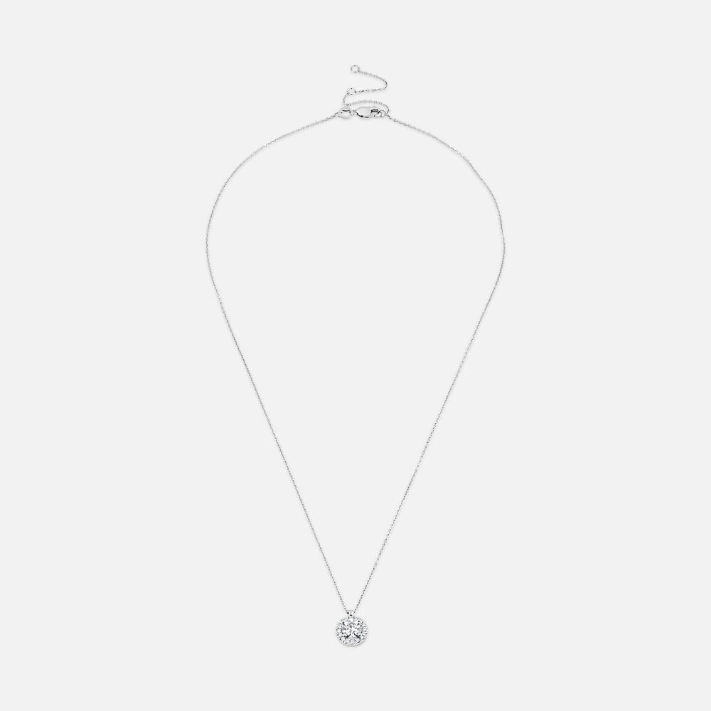 Born 9ct White Gold Lab Grown 0.83ct Halo Diamond Pendant
