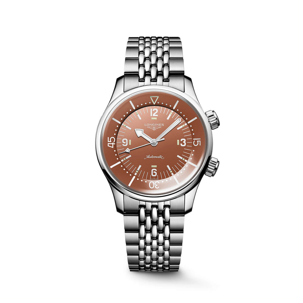 Longines Legend Diver 39mm Terracotta Dial Stainless Steel Case Bracelet Watch image number 0