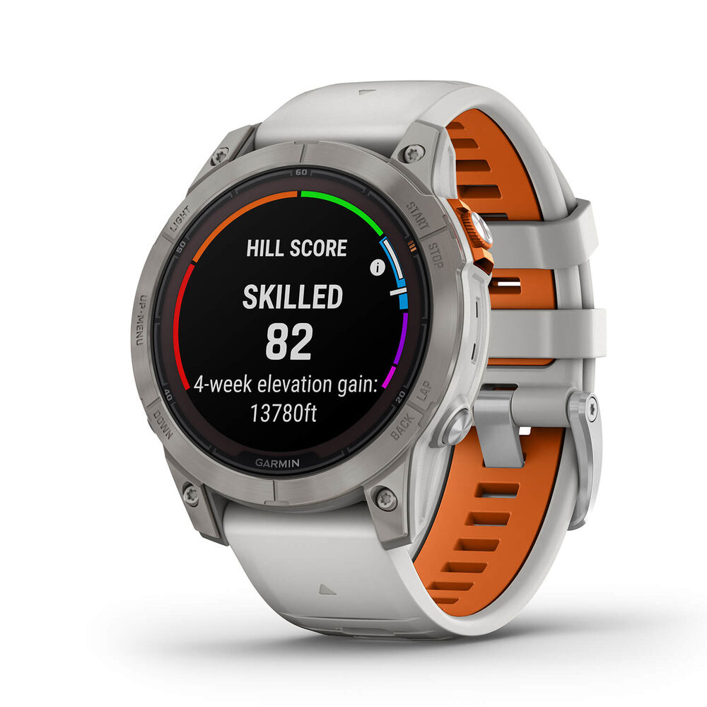 Garmin Fenix 7 Pro Sapphire Solar 47mm Titanium Case Grey & Orange Strap Watch