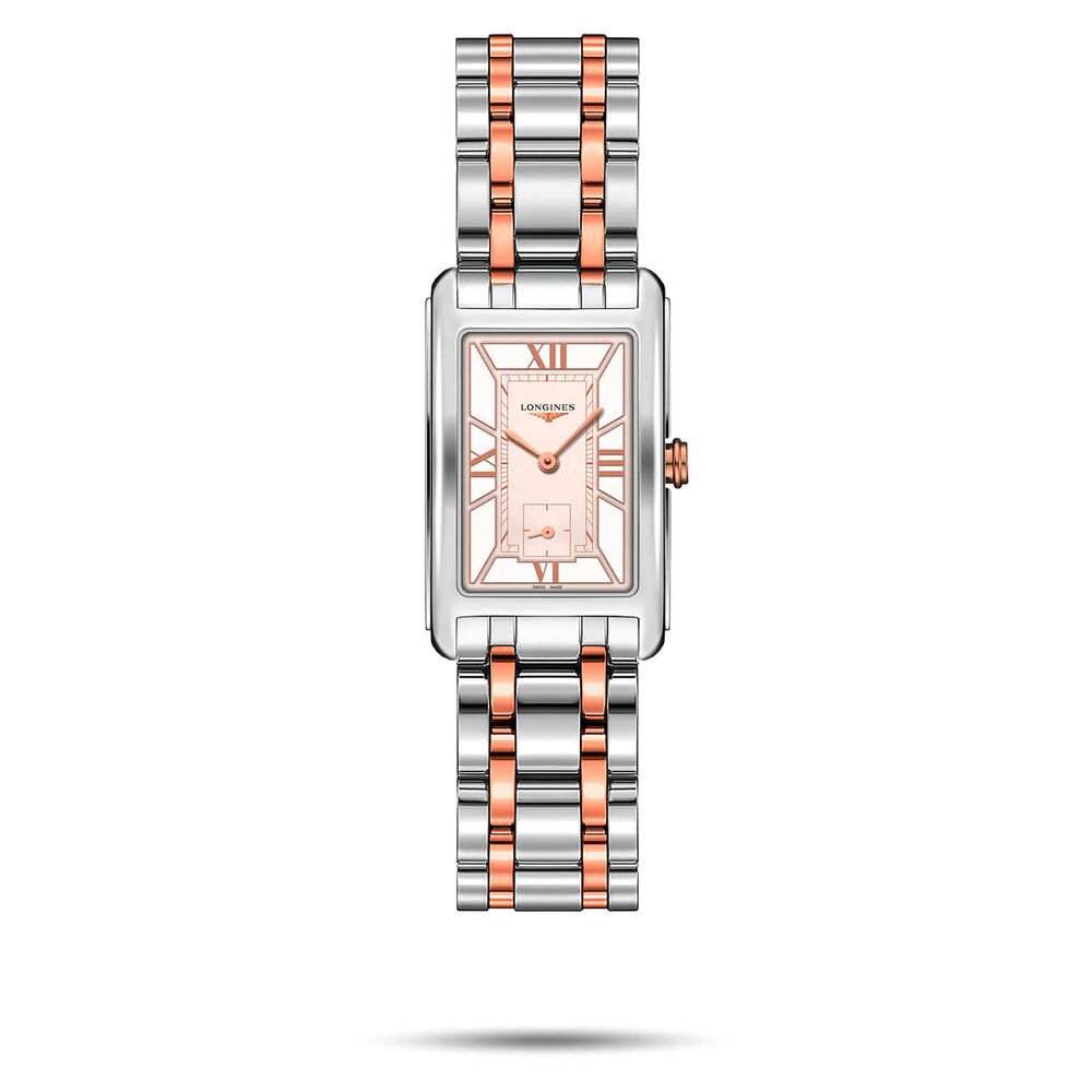 Longines Elegance DolceVita 23.30x 37mm White Dial Rose Gold Detail Bracelet Watch