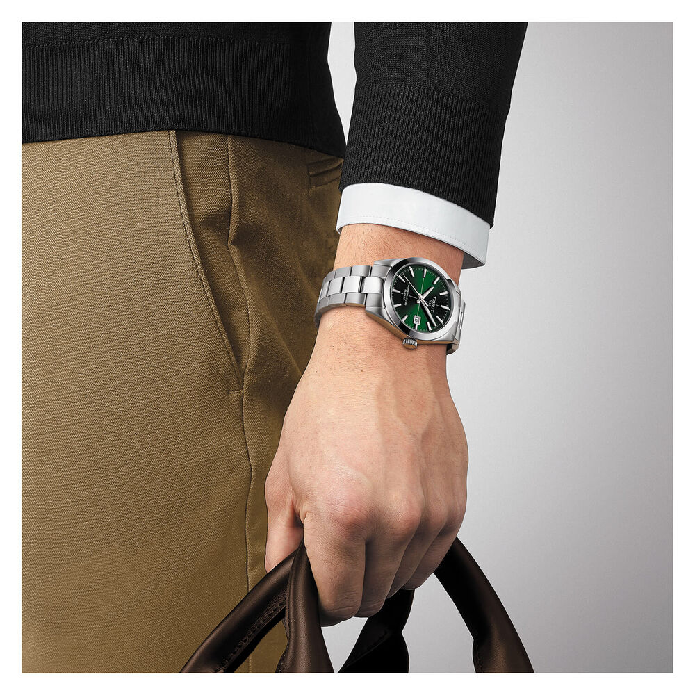 Tissot Gentleman Auto 40mm Green Dial Steel Case Bracelet Watch image number 3