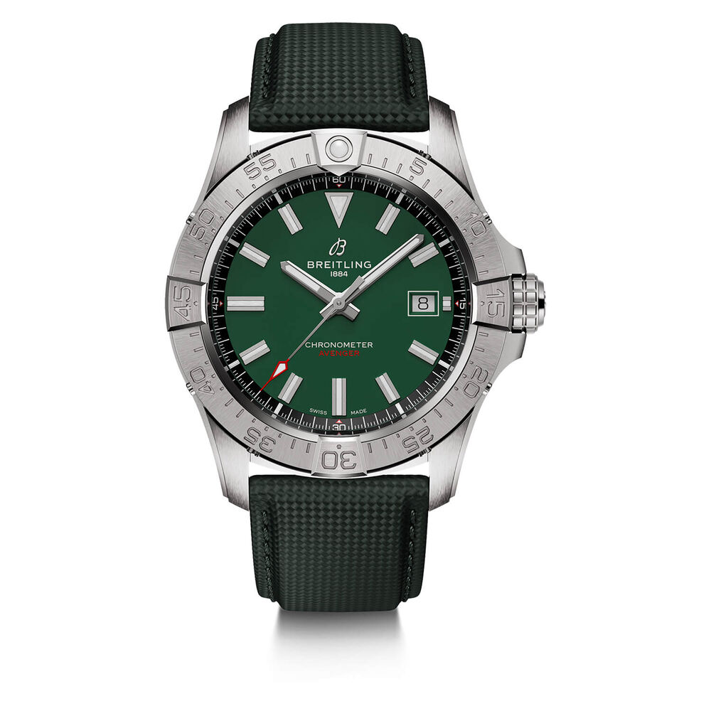 Breitling Avenger Automatic 42mm Green Dial & Black Leather Strap Watch image number 0