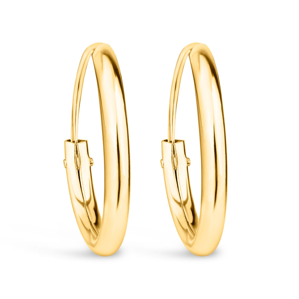 9ct Yellow Gold Sleeper Hoop Earrings image number 0