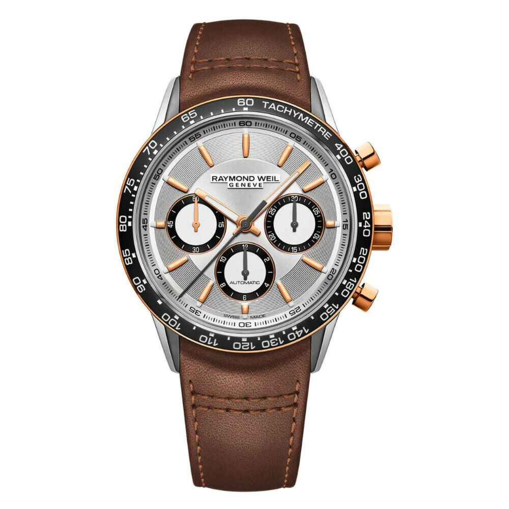 Raymond Weil Freelancer Chronograph 43.5mm Silver Dial Rose Gold Case Watch image number 0