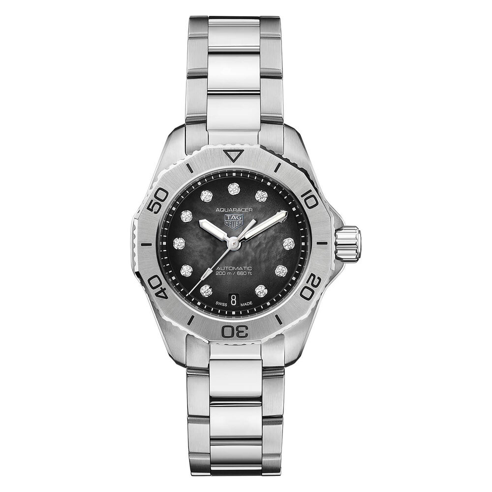 TAG Heuer Aquaracer Professional 200 Automatic 30mm Black Diamond Dot Smokey Dial Steel Case Bracelet Watch