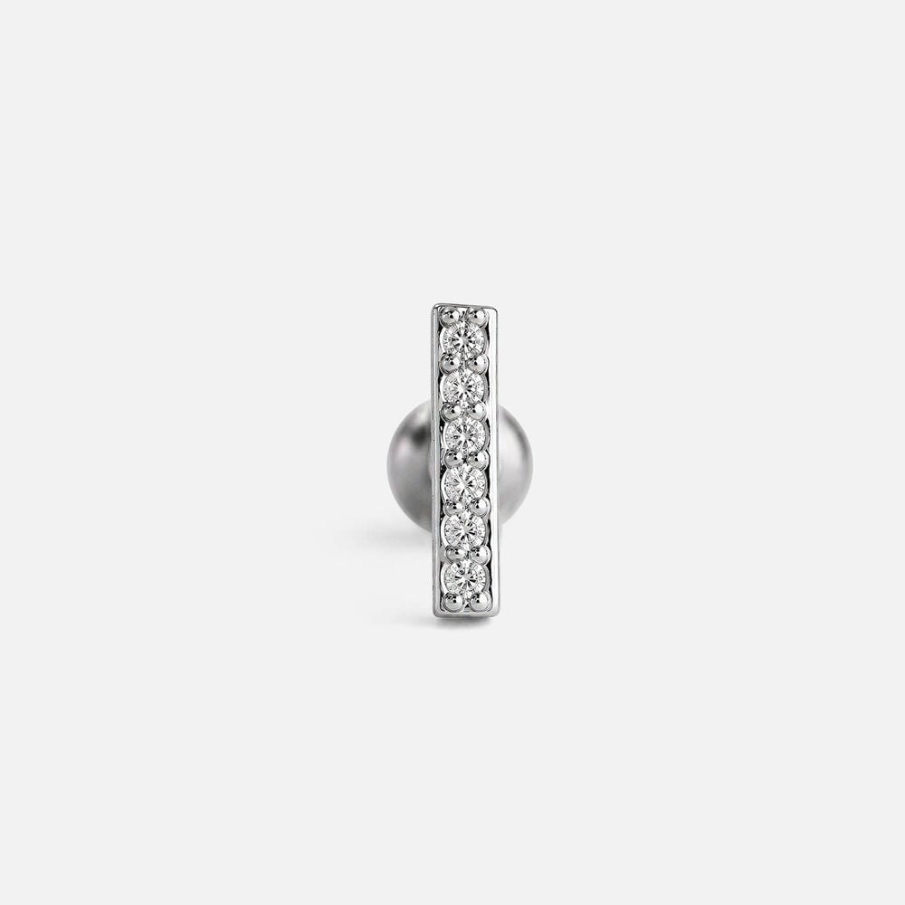 Sterling Silver Cubic Zirconia Bar Single Stud Earring