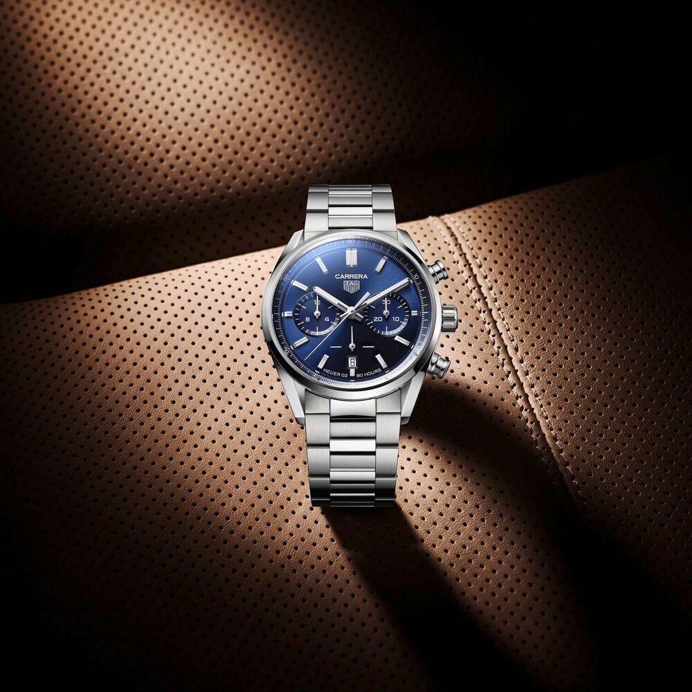 TAG Heuer Carrera Chronograph 42mm Blue Dial Stainless Steel Bracelet Watch image number 5