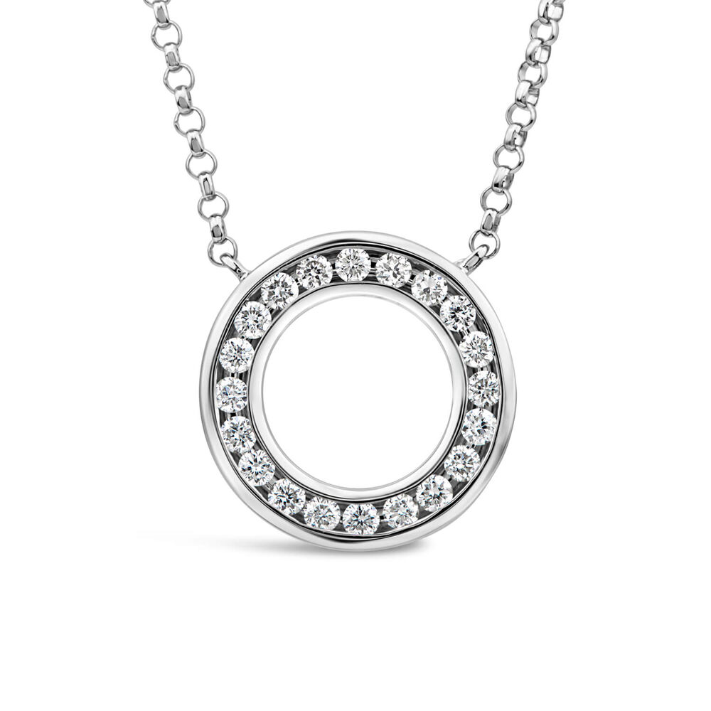 9ct White Gold 0.19ct Channel Diamond Circle Necklet image number 0