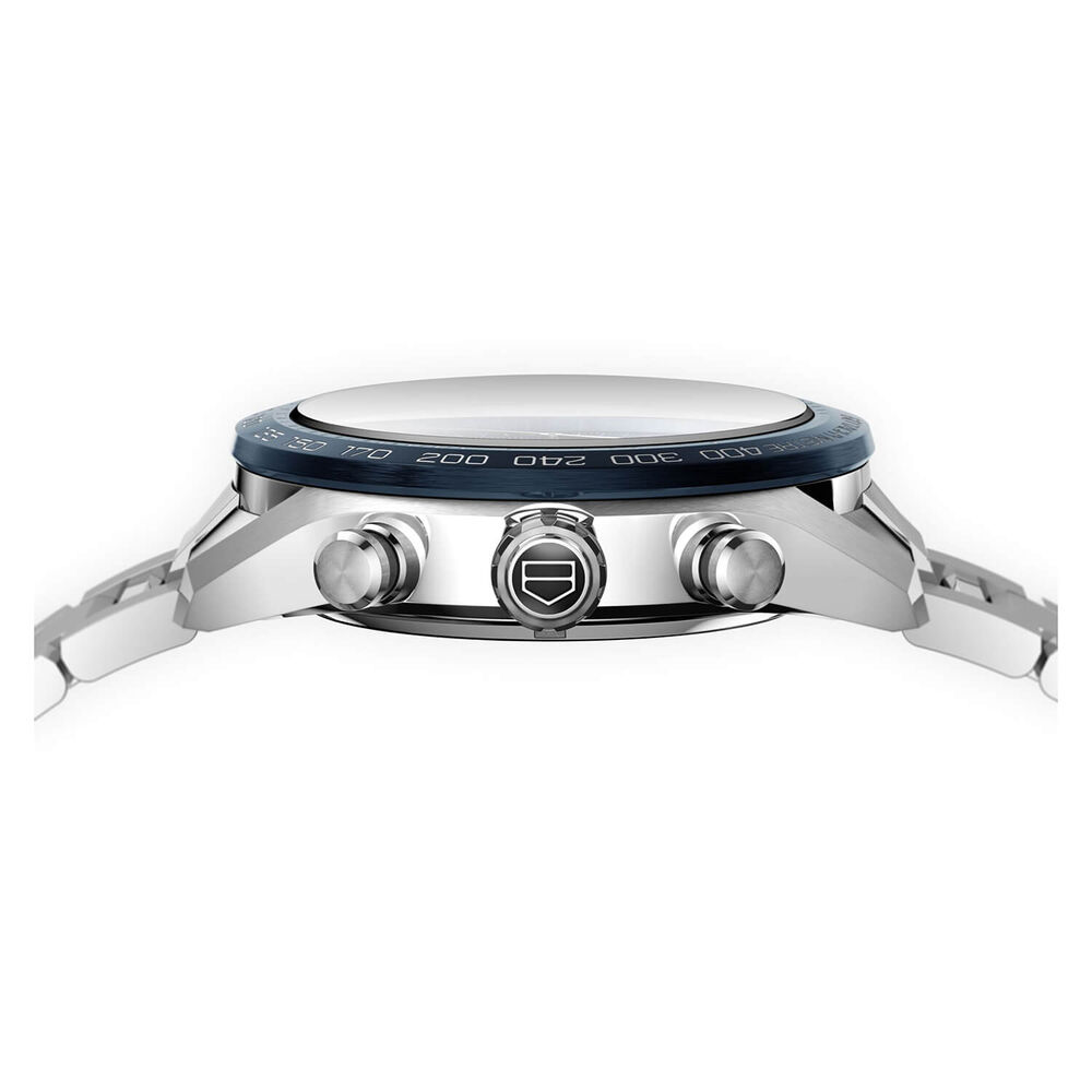 TAG Heuer Carrera 44mm Blue Dial Chrono Blue Bezel Steel Case Watch