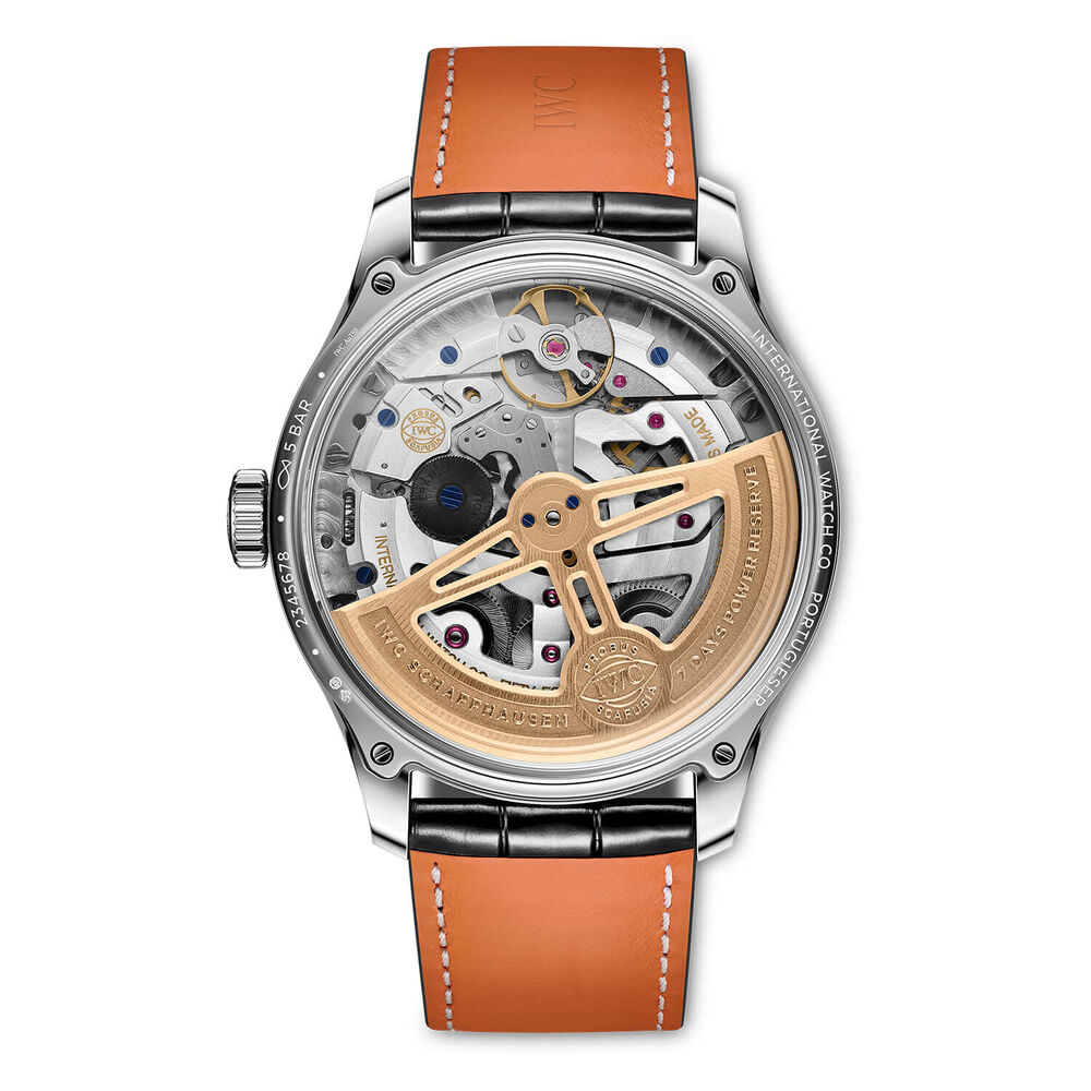 IWC Schaffhausen Portugieser Perpetual Calendar 44 Dune Dial Black Leather Strap Watch image number 2