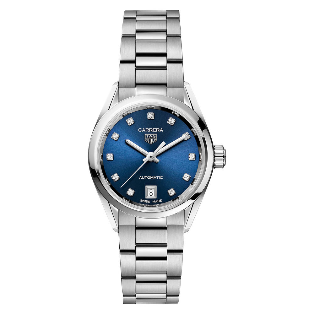 TAG Heuer Carrera 29mm Blue Diamond Dot Dial Steel Case Bracelet Watch image number 0