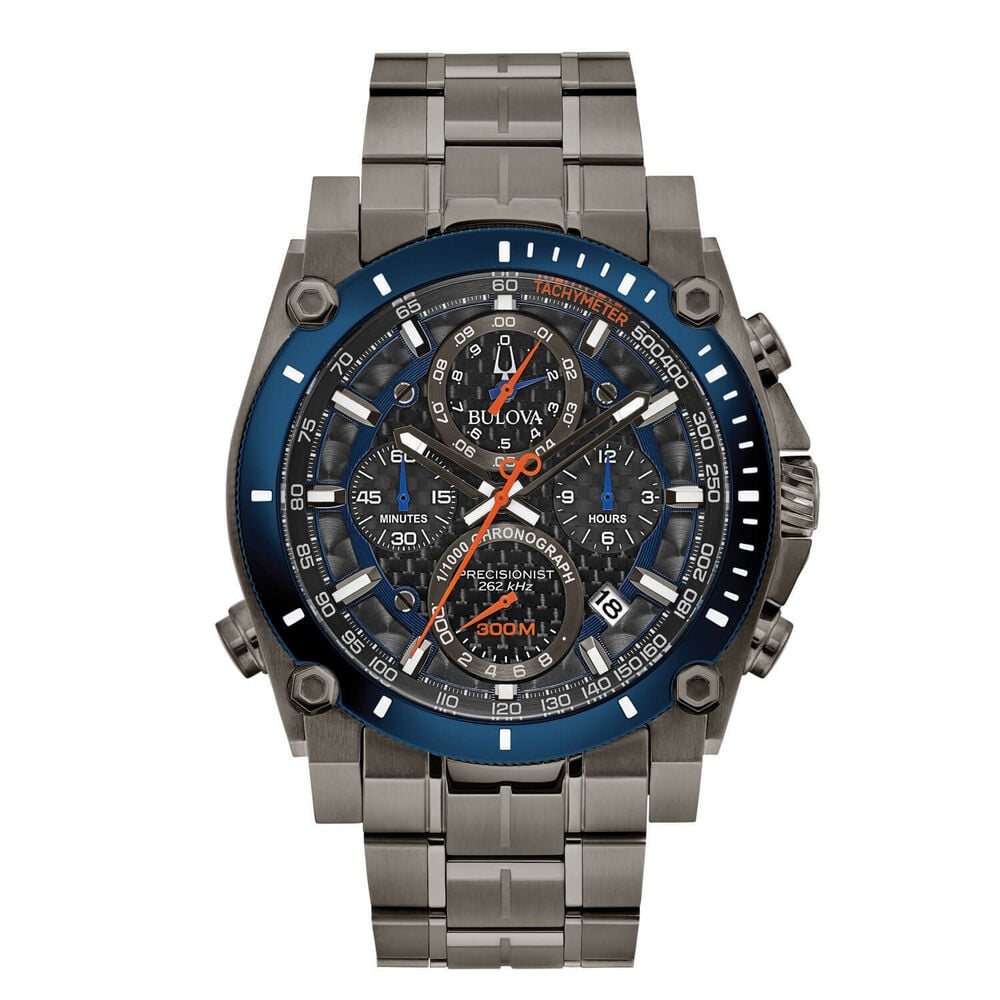 Bulova Precisionist 46.5mm Steel Case Bracelet Black Dial Watch image number 0