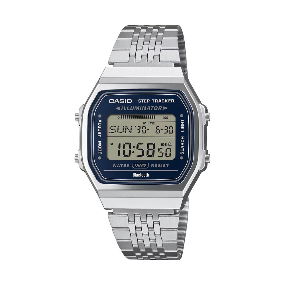 Casio Vintage 41.6x37.9mm Blue Dial Steel Bracelet Watch