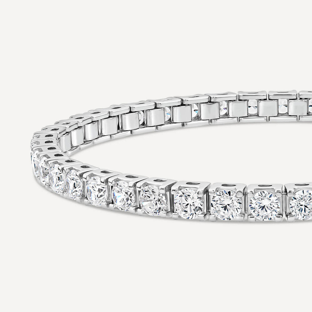 18ct White Gold 7ct Lab Grown Diamond Tennis Bracelet image number 1